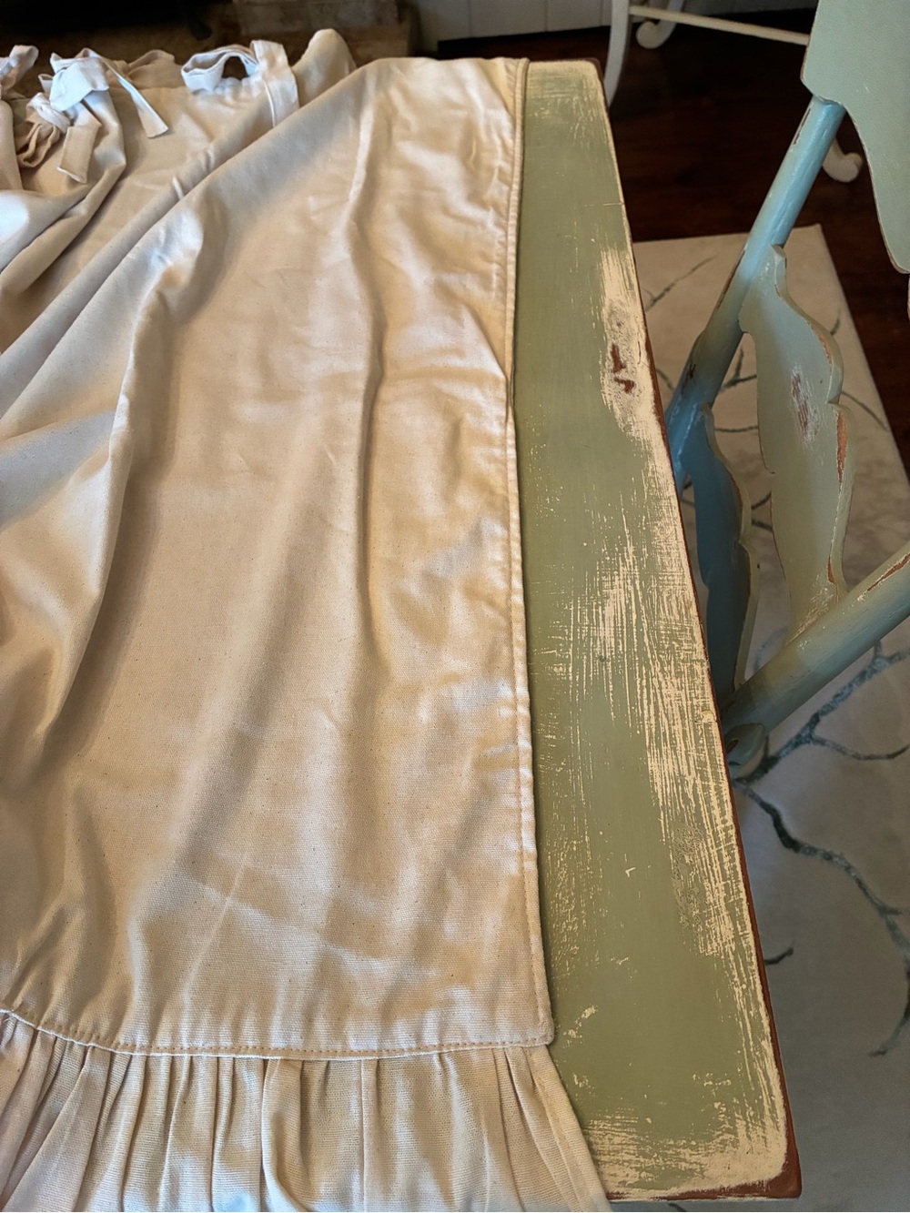 Handmade Cream Ruffled Curtain Panel - Picture 7 of 8